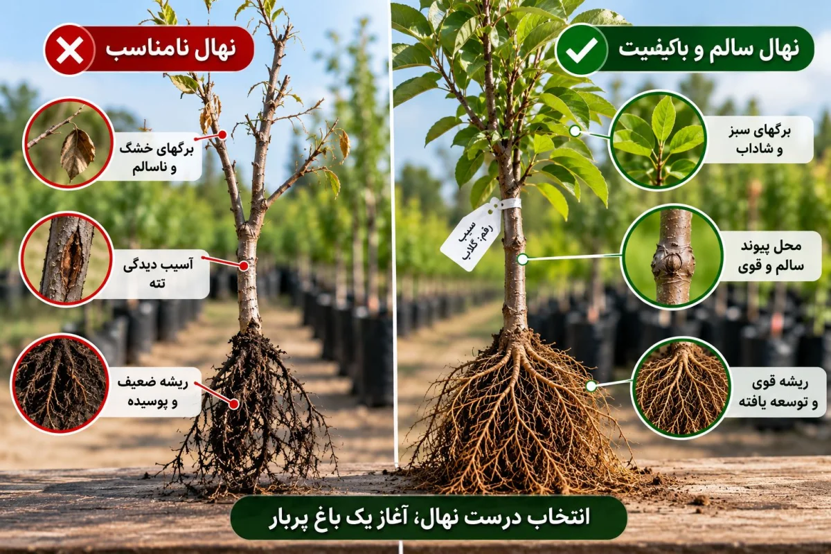 چگونه یک نهال سالم و باکیفیت انتخاب کنیم؟ ۱۰ نکته مهم قبل از خرید نهال